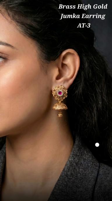 Brass high gold jumka earring AT 3 Pune based wholesale jewelry suppliers